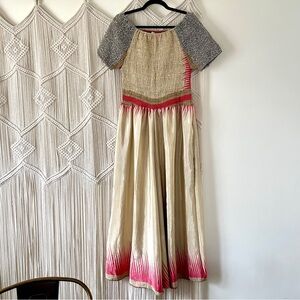 Elegant Beige and Pink Maxi Dress